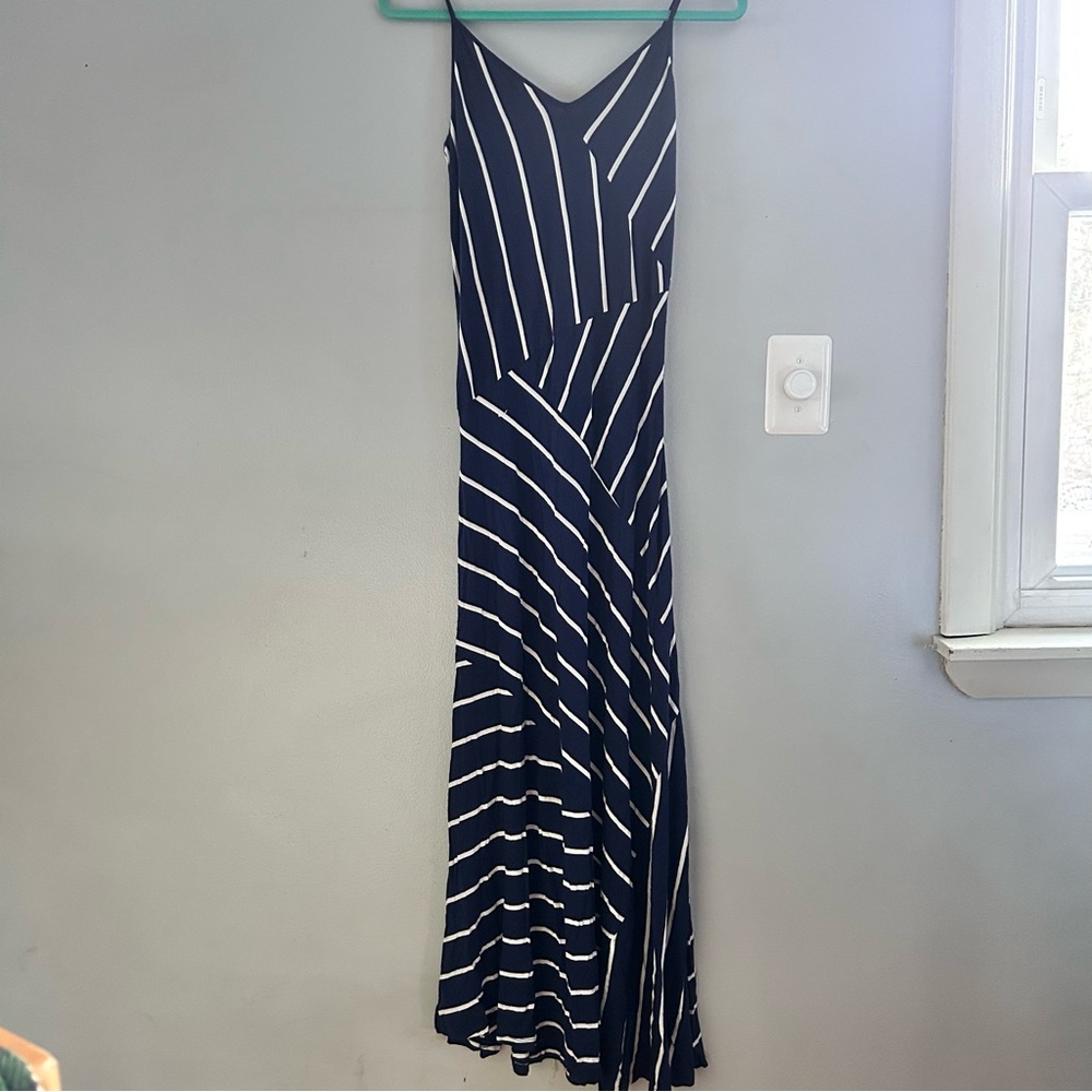 Calvin Klein Striped Navy and White Maxi Dress